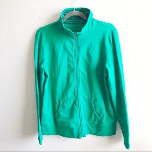 L.L. Bean Full-Zip Mock-Neck Jacket Kelly Green Sz M GUC Sweatshirt Material